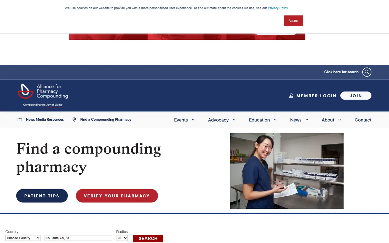 The public homepage of APC / A4PC Pharmacy Locator, as it appeared when captured.
